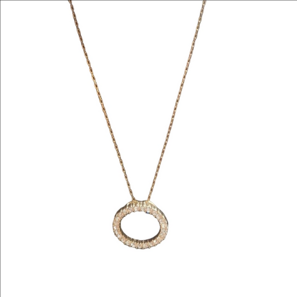 None Jewelry - Gold Rhinestone Circle Necklace
